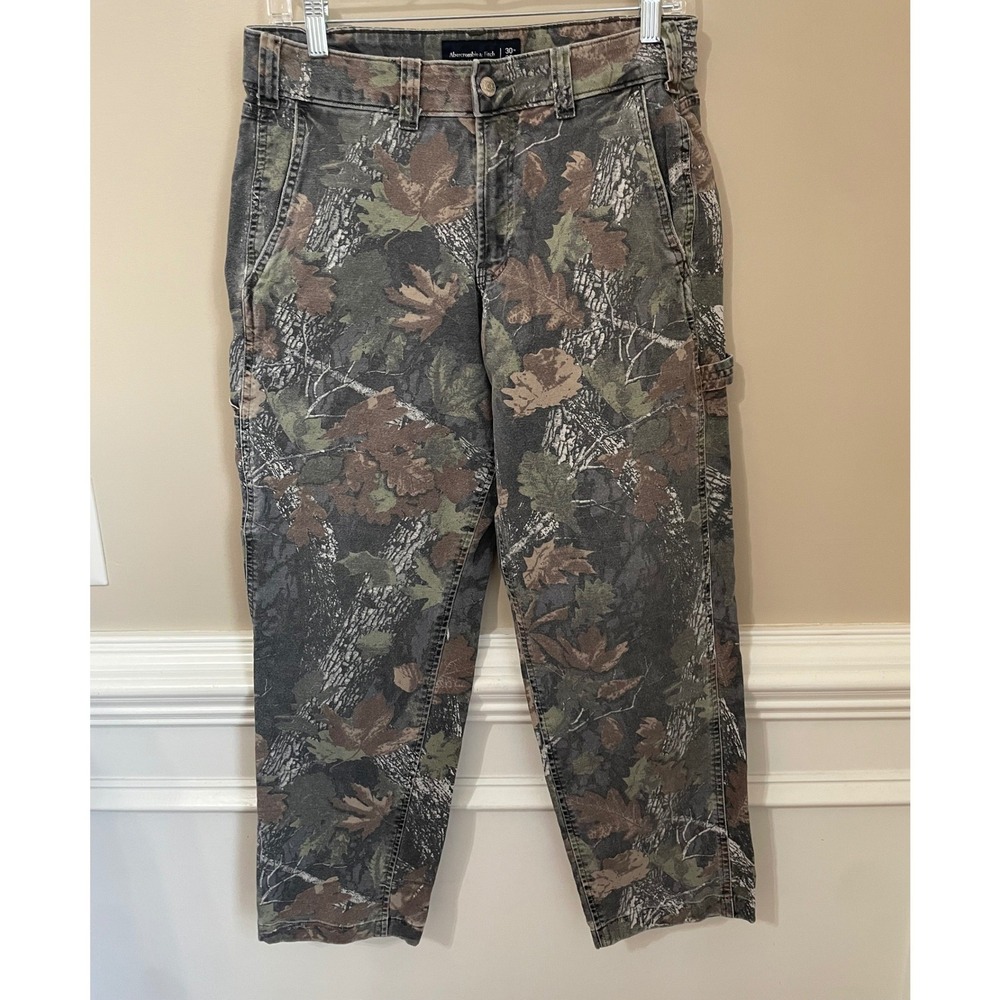 Abercrombie & Fitch 30x26.5 Athletic Loose Camo Carpenter Pants Utility Canvas